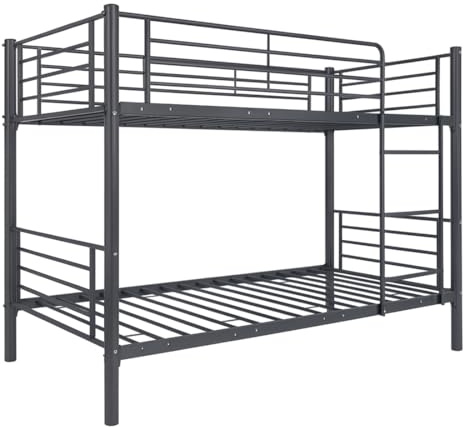Acomoda Textil – Litera Metálica Doble 200x97x161 cm. Cama Infantil y Juvenil con Escalera Lateral y Barandilla de Seguridad Resistente y Compacta para Dormitorio (Litera)