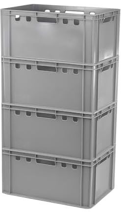 Logiplast 4 Stück E3 Kisten 60x40x30 Fleischkiste Lagerkiste Metzgerkiste in Grau