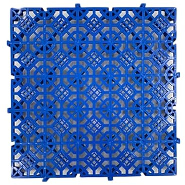Tapis De Sol Modulaire Avec Système De Drainage, Dalles De Garage Emboîtables, Revêtement De Sol Antidérapant For Station De Lavage Extérieure(Blue,16 pieces)
