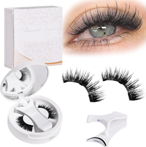 LEPGUYO Pestañas Magnéticas Set (4 Piezas), 2 Modelos – Aspecto Natural, Reutilizables con Aplicador, 3 Puntos Magnéticos Fuertes, sin Pegamento para todos los ojos