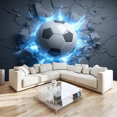 Gris Papel Pintado Tema Deportivo 400 X 280 Cm Dibujo Animado Representación Fútbol Fotomurale 3D, Fotomurales Pared Tejido No Tejido Murales Fotográfico - Moderno Decoración De Paredes