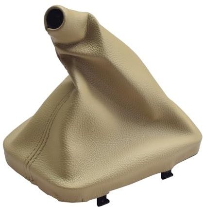 Kakulkomen Manual Gear Shift Knob Black Leather Shifter Boot Cover Gaiter with Frame for B-mw E30 E36 E39 E46 E81 E82 E87 E88 E90 E91 E92 E93 (E46 Beige)