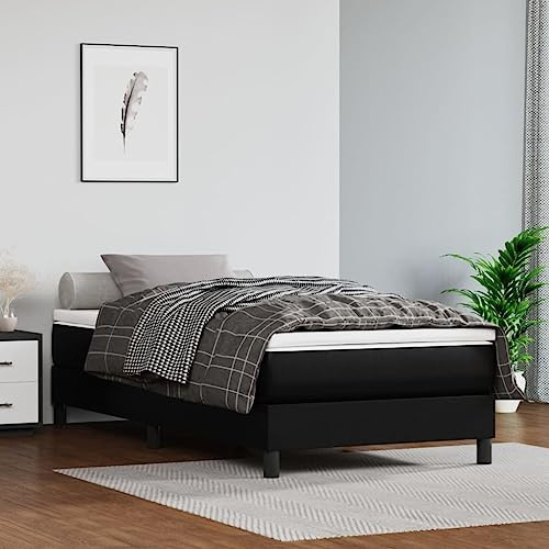 sephironlbb fickfjädermadrass medium svart 90 x 200 x 20 cm konstläder med fickfjäderkärna och komfortskum, andas, ergonomisk, vändbar, perfekt för rygg- och magsömnare