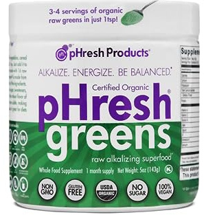 pHresh Greens Raw Alkalizing Superfood Greens Powder - 1 Month Supply | Gluten-Free | Natural Enzymes | Raw Nutrients | Approved for Intermittent Fasting and Keto Diets | 5 Ounces