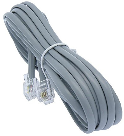 Corporate Computer 7ft Heavy Duty RJ11 / RJ14 Silver Satin 4 Conductor Reverse Wired Telephone Line Cord by Corpco
