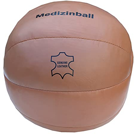 Lisaro Original Medizinball aus Echtleder – Superqualität, Vintage Retro Look, Gymnastik/Fitness Ball, Vollball Gewichtsball, Slamball, Gewichtsbälle in, 1kg, 1,5kg, 2kg, 3kg, 4kg, 5kg