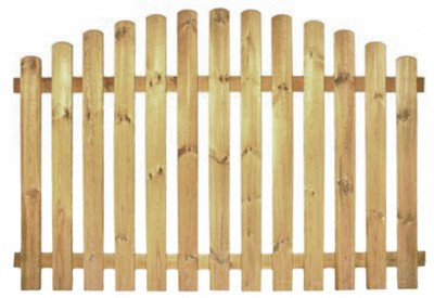 StaketenZaun 'Premium' 180x100/120cm - oben – kdi / V2A Edelstahl Schrauben verschraubt - aus getrocknetem Holz glatt gehobelt – oben gebogene Ausführung - kesseldruckimprägniert
