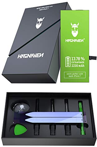 Hagnaven® Batteria ai polimeri di litio per Apple iPhone 7 con kit di montaggio | Batteria sostitutiva PIÙ POTENTE | 2230 mAh | CELLE DI ALTISSIMA QUALITÀ | MIGLIORE DURATA