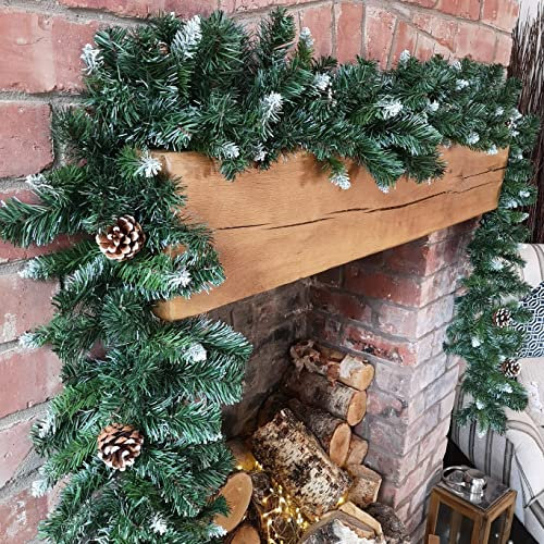 Samuel ALEXANDER 270cm x 25cm Snow King Fir Christmas Garland with Pine Cones