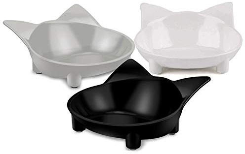 STARVAST 3 Pcs Cat Bowl, Anti-Slip Cat Food Bowl | Cat Feeding Bowl | Cat Water Bowl | Multipurpose Pet Feeding Bowls – Black/White/Grey