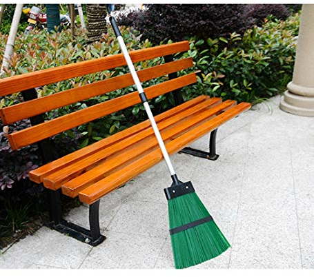 YUDEYU Patio Big Broom Telescopic Rod Plastic Wire Brush Head Road Fallen Leaves Clean (Color : Green, Size : 122cm)