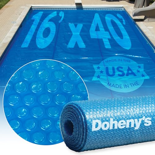 Doheny's Clear-Tek Micro Bubble Solar Pool Cover for In-Ground Swimming Pools | Increase Solar Energy Absorption, Retain Heat, Reduce Evaporation, Reduce Heat Loss & Save, 16x40 ft Blue 2400