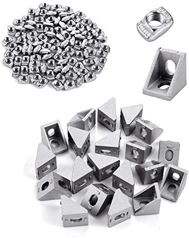 Dadi con scanalatura a T M5 Assortimento di dadi fissaggio a testa di martello con angolo a T Kit per profilo d'angolo da 20 pezzi per estrusione 20x20mm Accessori connettore per guida in alluminio