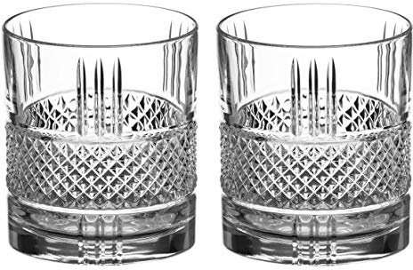 DIAMANTE Whisky Glasses Crystal Short Drink Tumblers Pair – ‘Ava Collection – Gift Box of 2