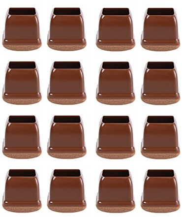 CONPHERON 16pcs Gomma Coprigambe della Sedia Gommini per Sedie Piedi Quadrato per Mobili, Sgabelli, Tavoli, Divani, Feltrini Antiscivolo per Gambe Sedie Fondo,quadrato marrone 19-25mm