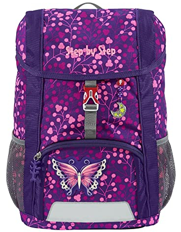 Step by Step Rucksack-Set Kid Shine „Butterfly Night Ina“, mit Sitzkissen, ergonomischer Mini-Ranzen mit höhenverstellbarem Brustgurt, für Kindergarten, Vorschule und Freizeit, 13 l, lila-pink
