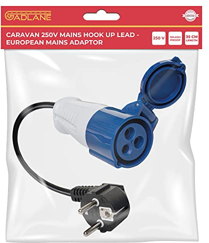 GADLANE Adaptador de enchufe caravana de 16A - adaptador europeo de camping eléctrico, impermeable IP44, toma de camping para exteriores CEE para conexión al sitio de camping, 35 cm (200-250V)