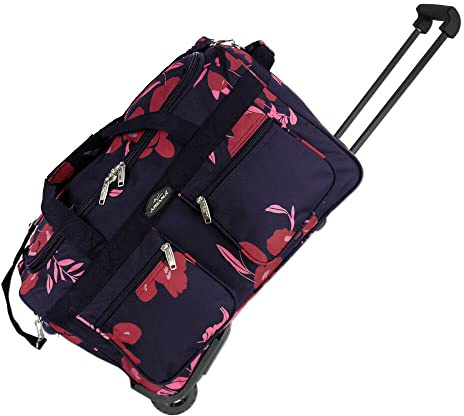 ARIANA Lightweight Luggage Wheeled Trolley Holdall Suitcase Duffle Bag Travel Bag 302-P (Medium - 27(H70xW32xD33cm), Navy)