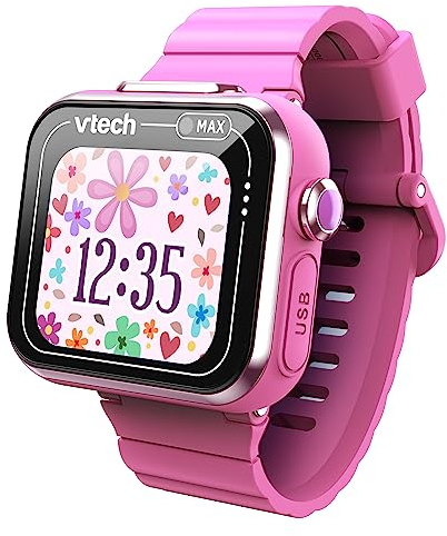 Vtech KidiZoom Smart Watch MAX Pink I Kinder-Smartwatch mit Duokamera I Touchscreen I 1,69 Zoll I Spiele, Apps, Musik I mit Elternkontrolle I spritzwasserfest I Für Kinder von 5–12 Jahre