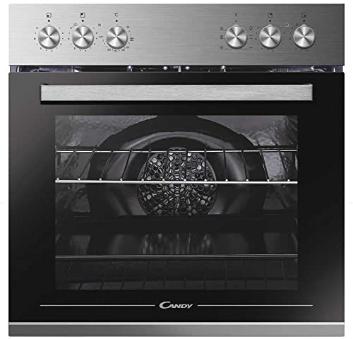 Candy HCT615X/E - Horno de recirculación, acero inoxidable, nicho de 60 cm, limpieza de clase energética A/Aquactive, 6 programas, 70 l de volumen útil, doble acristalamiento de puerta