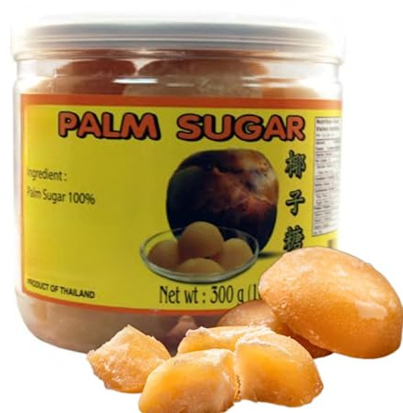300 Grams of Pure Premium Golden Thai Palm Sugar: Natural Sweetener, Ingridient for Southeast Asian Cuisine , Perfect for Thai Desserts, Indonesian Delicacies, Malaysian Dishes, Vietnamese Culinary, and More.