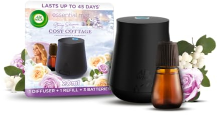 Air Wick |Cosy Cottage - Frosted Roses & Snowberry|Essential Mist Aroma Kit |1 x 20ml |1x Diffuser & 1 Bottle|Natural Essential Oils