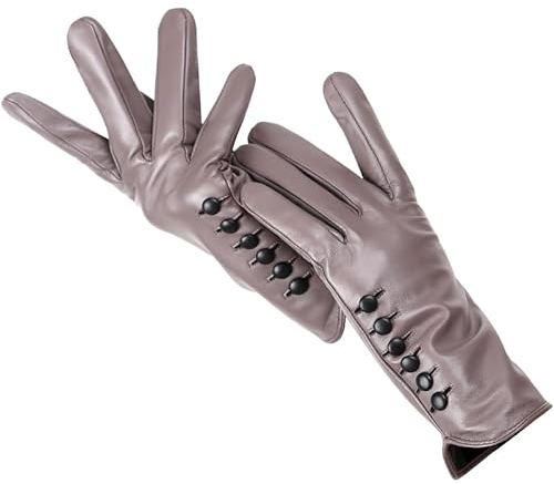 Yeuyyben Damen-Handschuhe Damen-Lederhandschuhe Halten Warm Damen-Winterhandschuhe Weiche Schaffell-Handschuhe
