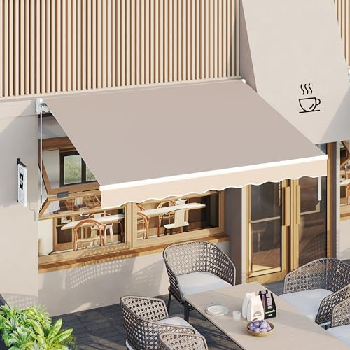 YODOLLA 3 × 2.5m Awnings for Patios, Canopy Outdoor Garden Awning Canopy, Sun Canopy Awning Retractable Awmings, Beige Pergola