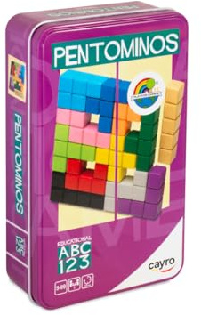 Cayro - Pentominos Metal Box - Figuras Formadas por Cuadrados Idénticos - CREA Estructuras Únicas - 1 Jugador