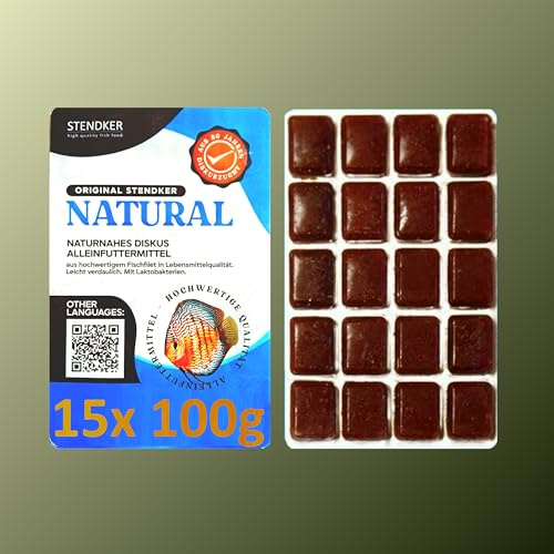 Original Stendker Frostfutter 1,5kg Sparpaket 15x Natural 100g Blister - aus Fischfilet und Artemia - Diskus Futter Diskusfutter