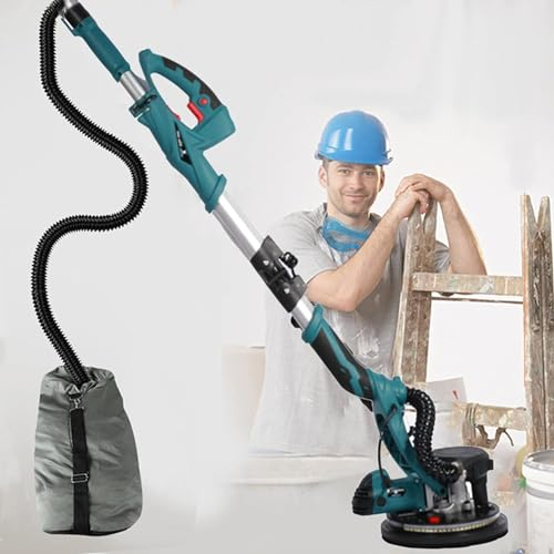 DPLXFPP Ponceuse Murale, 1800w Ponceuse Girafe,Vitesses Ajustables Ponceuse Platre,Ponceuse pour cloison sèche Brosse Amovible avec Disque Ponçage,Pliable Manche Girafe Ponceuse,100PCSsandpaper