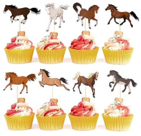 40 Packs Horse Cake Toppers Animal Horse Cupcake Picks Party Decorations for Horse Racing Party Equestrian Themed Birthday Baby Shower Birthday Decorations