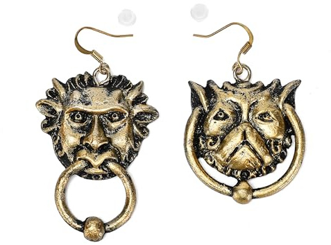 ASVP Shop Türklopf-Ohrringe – handgefertigte Statement-Ohrringe aus Kunstharz – Vintage-Gothic-Fantasie-Schmuck – leichtes Kostümzubehör