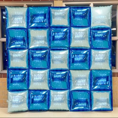 Orgnafey Navy Blue Square Foil Balloons Wall Tunnel Backdrop Flat Double Sided Mylar Balloon Arch Garland Kit For New Year's Eve Winter Wonderland Graduation Birthday Party Background Decorations