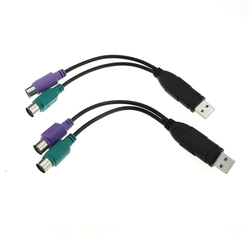 TAODAN 2 cables adaptadores USB a PS2 USB a teclado y mouse, adaptador USB a PS2, compatible con teclado PS2, escáner de código de barras PS2 y mouse