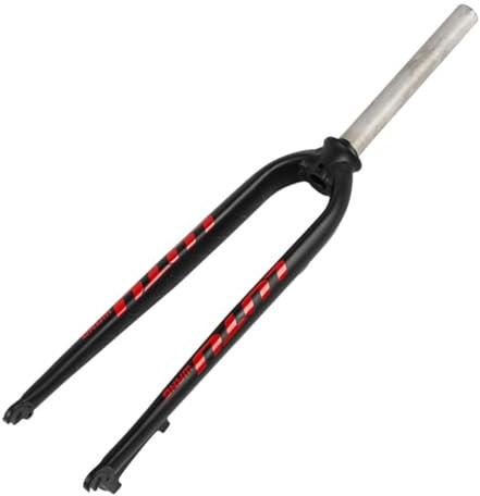 BSFHQS 26 27,5 29pouces VTT Fourche Dure Tube Droit De 28,6mm Fourche Rigide De Vélo en Alliage D'aluminium Frein À Disque Fourche Avant De Vélo 9 * 100mm QR(Black Red,Straight_26IN)