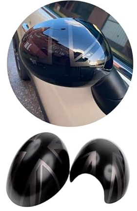 ANZIWU MINI R55-R61 Union Jack Wing Mirror Cover, Side Mirror Caps Cover for Mini Cooper One/S/JCW R Series R55 R56 R57 R58 R59 R60 R61 (Union Jack Black, Electric Folding Mirrors R Series R55-61)