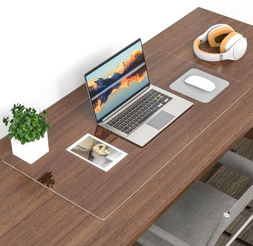 Schreibtischunterlage, transparente PVC-Schreibtischunterlage, runde Kanten, wasserdichte rutschfeste Tischunterlage, Schutzmatte für Büro und Zuhause (70 x 40 cm)