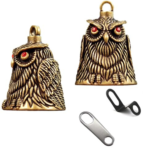 MANOPRANA 2 unidades Guardian Bell Motocicleta GlöCkchen Guardian Biker Bell Motocicleta Campana Motocicleta Campana Llavero Llavero Motocicleta Colgante Búho de cobre