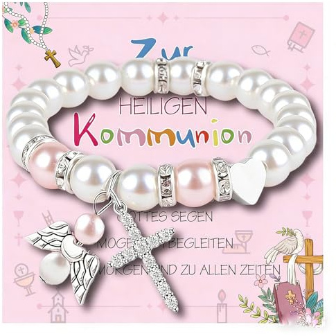 QUANMAITONG Kommunion Geschenke Für Mädchen Kreuz Armband，Erstkommunion Geschenk Kommunion Schutzengel Armband Mädchen Coole Geschenke