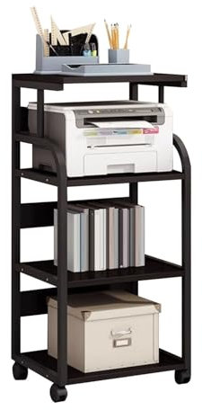 Supporto Multimediale A 4 Livelli, Supporto For CD E DVD Da Pavimento, Torre Audio Mobile Con Ruota Universale A 360°, For Giradischi, TV, Proiettori(Black+Black)