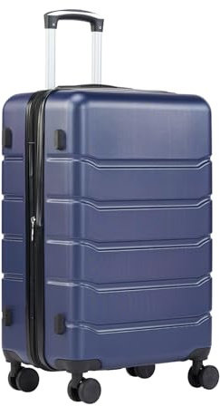 Sweetcrispy Carry on Suitcase Set, Luggage with Spinner Wheels, Hard Shell ABS, TSA Lock, Navy Blue, 3-PCS Set (20/24/28 inch)