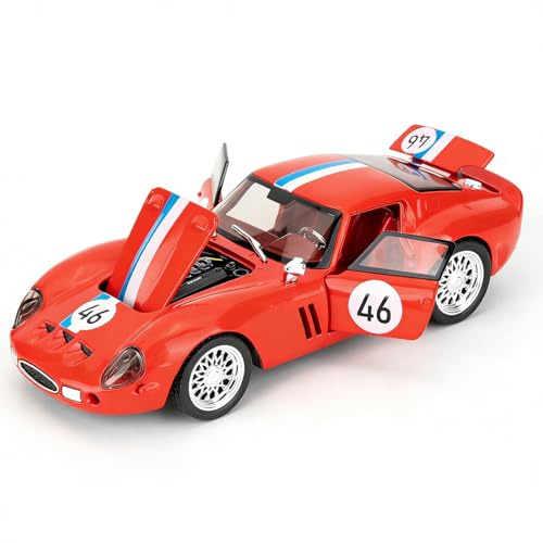 BGHSCA 1/32 Spielzeugauto kompatibel mit 250GTO Diecast-Modellautos, Fahrzeuge aus Zinklegierung mit Rückzugmechanismus, Licht und Sound für Kinder ab 3 Jahren, Geburtstagsgeschenk (Rot)