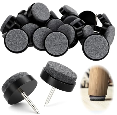 24PCS Patins en Feutre pour Meubles Ø22mm, Patin Meuble à Clouer en Feutre Épais 4mm, Tampon Chaise Antidérapant, Protège Pied de Chaise Bois, Protection Sols Parquet, Patins pour Meubles