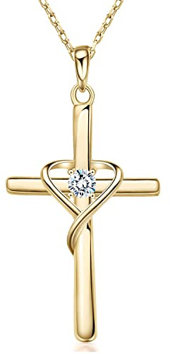 SLOONG Kreuz Kette Damen Gold Jesus Kette mit Kreuz Anhänger Kreuzkette Silber Cross Halskette Damen Christentum Schmuck Geschenke