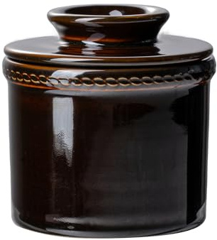Jersinwei Mantequilleras de cerámica con tapa y cierre de agua de la colección original Chain Collection, color negro