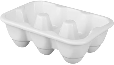 COHEALI Portauova in Ceramica Bianca a 6 Griglie per Frigorifero Vassoio Portauova Antiurto Fondo Piatto Contenitore per Uova da Cucina Salvaspazio e Facile da Pulire