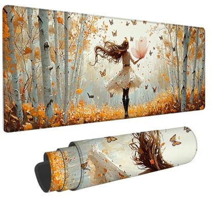 Alfombrilla Ratón Gaming XXL, Gaming Mouse Pad 600 x 300 mm, Protector Escritorio Antideslizante, Alfombrilla de Ratón Forest Girls, Mousepad Grande, Tapete Raton para Jugadores de PC, Oficina h-695