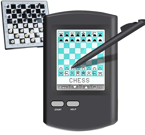 Scacchiera elettronica portatile 9 in 1, scacchiera intelligente con ampio display LCD stilo, set di computer da scacchi da viaggio portatile per adulti, regalo per la famiglia