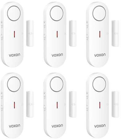 VOXON Türalarm, Fensteralarm Einbruchschutz, 2-in-1 Alarm/Türgong, 3-stufiger Lautstärkeregler, Alarmanlage Tür- und Fenstersensoren mit Sirene für Pool, Haus, Geschäft, Garage, Wohnung (6Pcs)